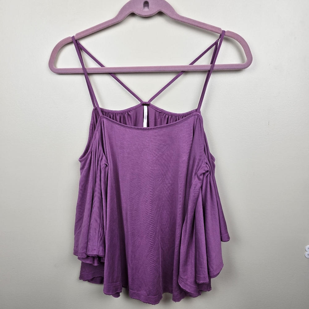 Free People Purple Cold Shoulder,  Strappy, Flowy Top Size M